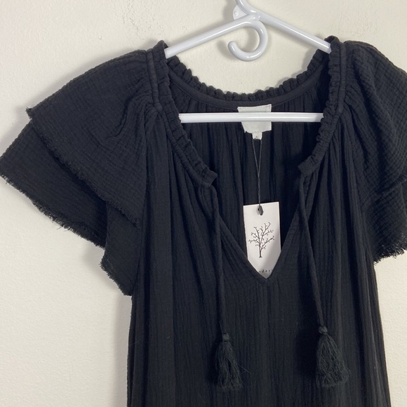 NWT Sundays Reese Dress Women's S Gauze Split Neck Cinched Waist Summer Coastal - Picture 5 of 12